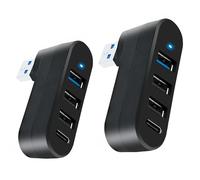 USB 3.0 Hub, 4-Port USB Hub, USB Splitter with 3 USB Ports & 1 USB C Power/Data Port,90°/180° Degree Rotatable, Mini USB Extender for PC, PS4, PS5, Xbox, Keyboard, Mac, Laptop, Printer, Mouse -2 Pack