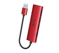 USB 3.0 Hub,4 Port USB Splitter Extender Portable Adapter Multiport Data Hub for Laptop,Xbox, Flash Drive,HDD,Console,Camera,Keyborad,Mouse Windows,Mac OS PC,Not Designed to Charge Devices-Red