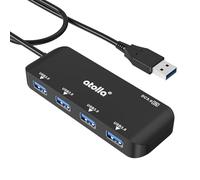 USB 3.0 Hub 4-Port with 2ft Cable - High-Speed 5Gbps Data Expander for Laptop & PC, Ultra-Slim Portable USB Splitter Compatible with Windows/macOS/Linux