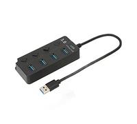 USB 3.0 Hub 4 Ports, 4 USB3.0 Ports, 5Gbps Transfer 480MBps and 12MBps Transfer, LED Indicator Shows Power Status, Independent Switch Suitable for Win OS X