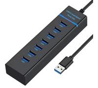 USB 3.0 Hub, 7-Port USB Splitter, Multi Device Docking Station Compatible with MacBook, Surface, PC, Flash Drives, Portable Hard Drives and More