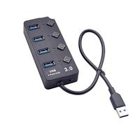 USB 3.0 Hub Splitter 4 Port High Speed Individual On/Off Switch AC Power Adapter for Laptop PC