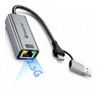 USB 3.0 Hub, Ultra-Slim Data USB Hub with USB3.0 * 4, for MacBook, Mac Pro, Mac mini, iMac, Surface Pro, XPS, PC, Flash Drive, Mobile HDD (USB A +C to 2.5Gb Network)