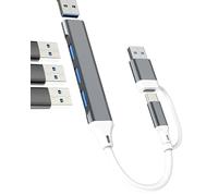 USB 3.0 Hub USB C Splitter Adapter Port Cable for Iphone 17 16 15 Pro Max Compatible with Samsung S25 S26 Multiport Type C Laptop Macbook Thunderbolt Computer PC Converter Card Reader Data Dongle PC