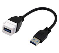 USB 3.0 Keystone Jack Inserts Cable, Haokiang USB 3.0 A Female to USB A 3.0 Male Keystone Insert Wall Plate Outlet Panel Adapters Connector Cable-20CM/8Inch (USB3.0 M/F)
