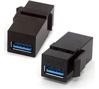 USB 3.0 Keystone Jack Inserts, USB Adapters Cable(Black,USB 3.0 Straight) | Interface Coupler Female to Female Connector Extension for Wall Plate Outlet Panel - 2 Packed
