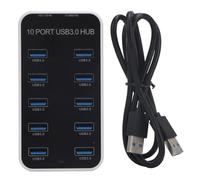 USB 3.0 Ports, 10 Ports Fast Data Transmission USB Splitter, Portable USB Adapter Mini Multiport Expander for Laptop, Desktop, TV, Gaming Console, DC12V to 24V Power Port