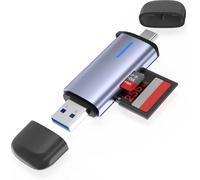 USB 3.0 SD Card Reader, 5Gbps 2-in-1 Type-C & USB-A Dual Slot Memory Card Reader, Simultaneous SD/Micro SD Read & Write, Compatible with iPhone 16/15, MacBook, iPad, Android, PC, Laptop, Camera