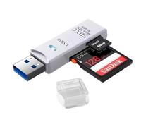 USB 3.0 SD/TF Card Reader - 2-in-1 OTG Adapter for Phone, Camera, Computer, Supports SD/TF Cards up to 2TB, High-Speed Data Transfer (White) [SD07]