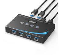 USB 3.0 Switch 4 Computers Sharing 4 USB Peripheral Devices Switcher for PC Laptop Mouse Keyboard Scanner Printer with 3.5mm Audio Output