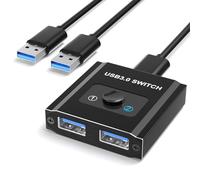 USB 3.0 Switch, Bi-Directional USB Switcher 2 in 1 Out/1 in 2 Out, Aluminum USB Switcher 2 Computers Share Keyboard Mouse Printer, USB Splitter Selector, Printer Splitter for Two Computers