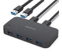 USB 3.0 Switch for 2 Computers Share 4 Ports - KVM Switcher for PC Mouse Keyboard Printer Scanner - Compatible With Windows, Mac, Linux