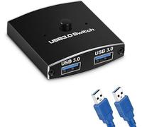 USB 3.0 Switch Selector KVM Switch 5 Gbps 2 in 1 Out USB Splitter USB 3.0 Zwe V7J5 for 2 Computer Share Keyboard Mouse Printer, with 2 USB Cable