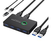 USB 3.0 Switch, USB Switcher for 2 Computers Share 4 USB Devices Peripheral KVM Switch for PC Printer Scanner Mouse Keyboard, USB KVM Switch Compatible with Mac/Windows/Linux