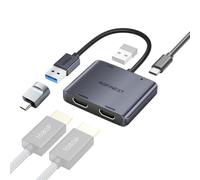 USB 3.0 to Dual HDMI Adapter, USB-A to 2 HDMI Splitter for Dual Monitors | Extend/Mirror for Windows & macOS, USB Graphics to Dual HDMI 1080P60Hz, USB 3.0 Port 5Gbps, for PC/Laptop to Two Monitors TV