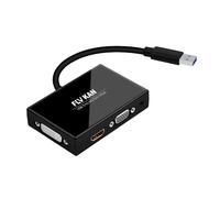 USB 3.0 to HDMI-VGA-DVI Monitor External Video Card Adapter - Add HDMI and DVI-D, or HDMI and VGA dual-monitors, as well as audio to your laptop through USB 3.0 - KF083US