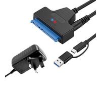USB 3.0 to SATA Cable Adapter, for 3.5"HDD & 2.5" HDD/SSD with 12V 2A Power | 5 Gbps, SATA III Hard Drive to Type C Converter, Recovery SATA, High-Speed Data Transfer Lead for Windows Macos Linux UASP
