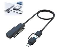 USB 3.0 & Type C to SATA Adapter, 2-in-1 Hard Drive Reader for 2.5 Inch HDD SSD, 5Gbps Fast Data Transfer SATA to USB C Adapter Cable, UASP & TRIM Supported, Tool-Free Converter for PC Laptop