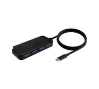 USB 3.1 Type C Hub with 4 Ports, 60cm Cable, Black, Ideal for Connecting Multiple Devices and Transfer Data Fast.