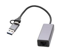 USB 3.1 Type C (USB-C) and USB 3.0 A to RJ45 GIGABIT Ethernet Network Socket