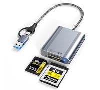 USB 3.2 10Gbps CFexpress Type B & SD Card Reader Dual Slot Card Reader - USB-C + USB-A CFe Type B & SD Memory Card Reader Adapter for Windows/Mac/Android - Ideal for Photographers and Videographer