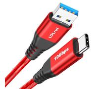 USB 3.2 Gen 2 to USB C Cable [2-Pack 3ft/0.9m/90cm] Durable Nylon Braided Type C Cable 10Gbps Data Transfer & 3.1A Fast Charge for iPhone 15 Pro, Samsung Galaxy S22/S21, Google Pixel 6/5, LG V40 -Red
