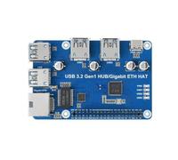 USB 3.2 Gen1 and Gigabit Ethernet HUB HAT for Raspberry Pi, 3X USB, 1x Gigabit ETH, Driver-Free