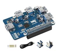 USB 3.2 Gen1 HUB HAT for Raspberry Pi 4B/3B+/3B/ Zero/Zero W/Zero WH, 4x USB 3.2 Gen1 Ports, Driver-Free, Plug&Play, Compatible with USB 3.0/2.0/1.1, Onboard External USB-C 5V DC Power Port