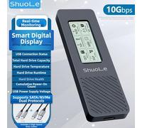 USB 3.2 Gen1 M.2 SSD Enclosure NVMe And For SATA NGFF Dual Protocol 10Gbps Speed Digital Display For Real-Time Status Compatible With And Systems(C TO C+C TO A)