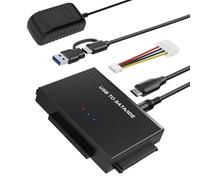 USB 3.2 to SATA/IDE adapter, hard drive, suitable for 2.5-inch and 3.5-inch SATA HDD and IDE hard drives, supports 6TB capacity, with 12V 2A power supply, compatible with Windows/Mac OS/Linux, etc.