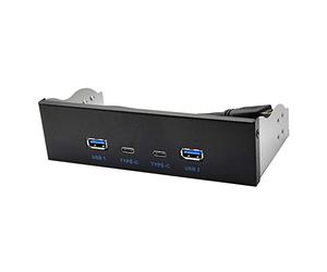 USB 3.2 Type-C 10Gbps Optical Drive Panel 2X USB GEN2+2X Type-C 3.5-5.25 HUB 19PIN to C Port Front-Back Connector