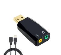 USB 3.5mm Stereo Jack Audio Adapter, USB Sound Card to AUX Cable, Computer Peripheral Devices Built-in Chip for Windows Mac Linux Pc Laptops Desktops PS4 PS5 Black Headphones