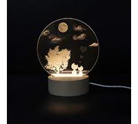 USB 3D Light Christmas Decorate Ornament Woodiness Acrylic Small Table lamp LED Light Valentine's Day Gift Night Light