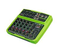 USB 4/6 Channel Mixer DJ Console Audio Mixer With Bluetooth 48V Phantom Power Delay Repaeat Effect Sound Mixing Console(Green,6 Channel)