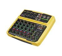 USB 4/6 Channel Mixer DJ Console Audio Mixer With Bluetooth 48V Phantom Power Delay Repaeat Effect Sound Mixing Console(Yellow,6 Channel)