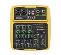 USB 4/6 Channel Mixer DJ Console Audio Mixer With Bluetooth 48V Phantom Power Delay Repaeat Effect Sound Mixing Console(Yellow,4 Channel)