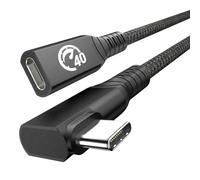 USB 4 Extension Cable 240W 0.3M, Right Angle Thunderbolt 4 & USB C Male to Female Cable, PD 3.1 Fast Charging 40Gbps 8K@60Hz Video, Type C Extender Cord, for MacBook,iPad Pro/Air,Galaxy S24 S23