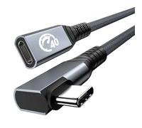 USB 4 Extension Cable 240W 0.6M, USB C Extension Cable Right Angle, Thunderbolt 4 & USB C Male to Female 40Gbps Data Cord, 8K@60Hz Video, Type C Extender Cord for iPhone 16 15, Galaxy S25, MacBook