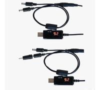 USB 5V to 9V/12V DC Boost Power Supply Cable with 5.5×2.1mm & 3.5mm Adapter - Step-Up Voltage Converter for Routers, USB Fans, Lights, Mini Speak