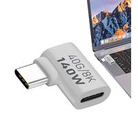 USB 90 -Degree Adapter - PD 140W Charging Plug, 8K 60Hz Audio Visual Transfer Cable Tool | Vertical USB C Adapter with 40Gbps Data Output for Phone Laptop, Type C Right Angle Connection