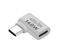 USB 90 Degree Adapter, PD 140W Type C to Adapter with 40Gbps Data Transfer | 8K 60Hz Male Female Vertical Extender for Tablet, Devices