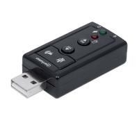Manhattan USB-A Sound Adapter, USB-A to 3.5mm Mic-in and Audio-Out ports