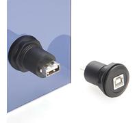 USB A Female to USB B Female Adapter, 22mm Panel Mount Connector, Round Coupler Extender Jack (1pc)