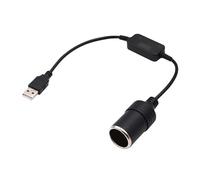 USB A Male to 12V Car Cigarette Lighter Socket Female Converter Cable, Max Output 12V 1A with Booster Chip for GPS Camera, 0.6 meters