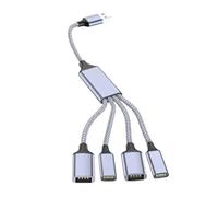 USB-a Splitter USB Hub Cable with 4 Mixed Female Outputs, 100cm | Two USB-a and Two Type-C Female Connection, Nylon-Braided Cable Exterior, for Up to 4 Connected Devices