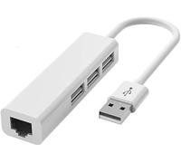 USB A to 3 x USB A and RJ45 Ethernet LAN Adapter 3-Port USB Hub Cable Mac Network for Laptop, PC, MacBook