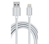 USB-A to 8-Pin Charging Cable, Fast Charge & Data Sync, Double Braided Nylon Charger Cord, Compatible with Apple MagSafe Duo Charger, Silver 2m (6.6 ft) Charger Cable