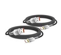 USB A to C Cable 2-Pack for CarPlay & Android Auto, 6FT 60W Fast Charging Cable with 480Mbps Data Transfer, Grey Gradient Braided for iPhone 17/16/15 Pro Max, Samsung Galaxy S25