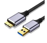 USB A to Micro B Cable 0.5M, External Hard Drive Cable USB 3.0 to Micro B Nylon Braided Compatible with WD Elements, Seagate Expansion, Toshiba, Samsung M3, Galaxy S5, LaCie, Maxtor