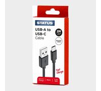 Status USB C Charge Cable, Fast Charger USB A to USB C, 2M Durable, 18w Fast Charging Cable, Black Braided, (Pack of 1), ATC2MBRBL10
